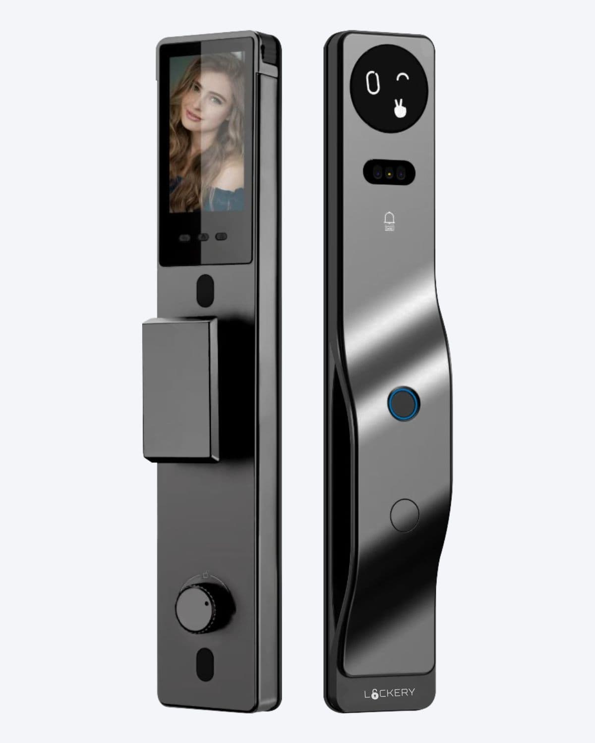 Lockery smart lock front and rear hardware view