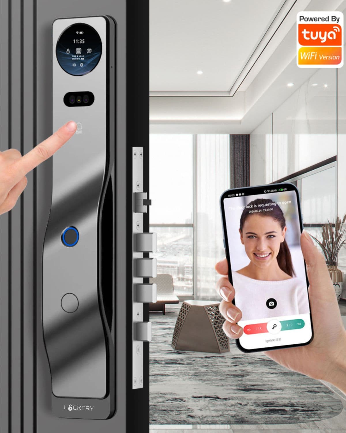 Lockery remote video call and mobile app answering